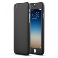 Твърд калъф лице и гръб 360 градуса със стъклен протектор FULL Body Cover за Apple iPhone 6 4.7 / Apple iPhone 6s 4.7 черен